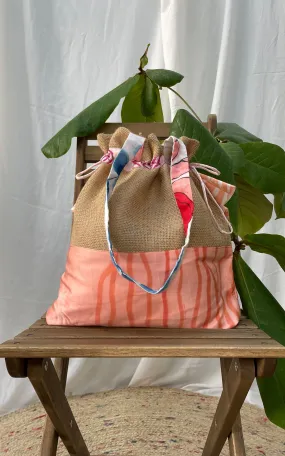 Hand Brush Painted Drawstring Tote Bag