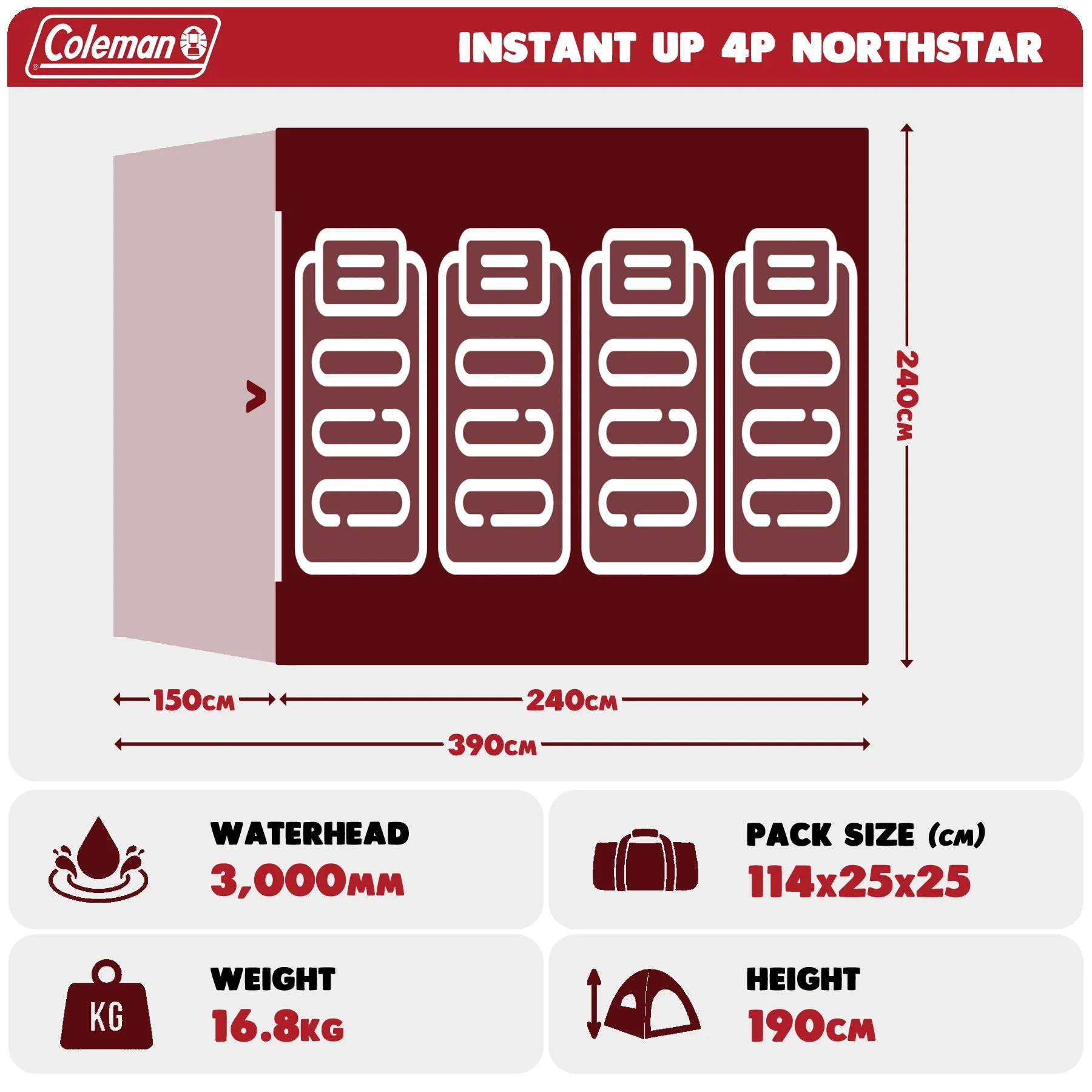 Instant Up 4P Lighted Northstar Tent with 'Dark Room'