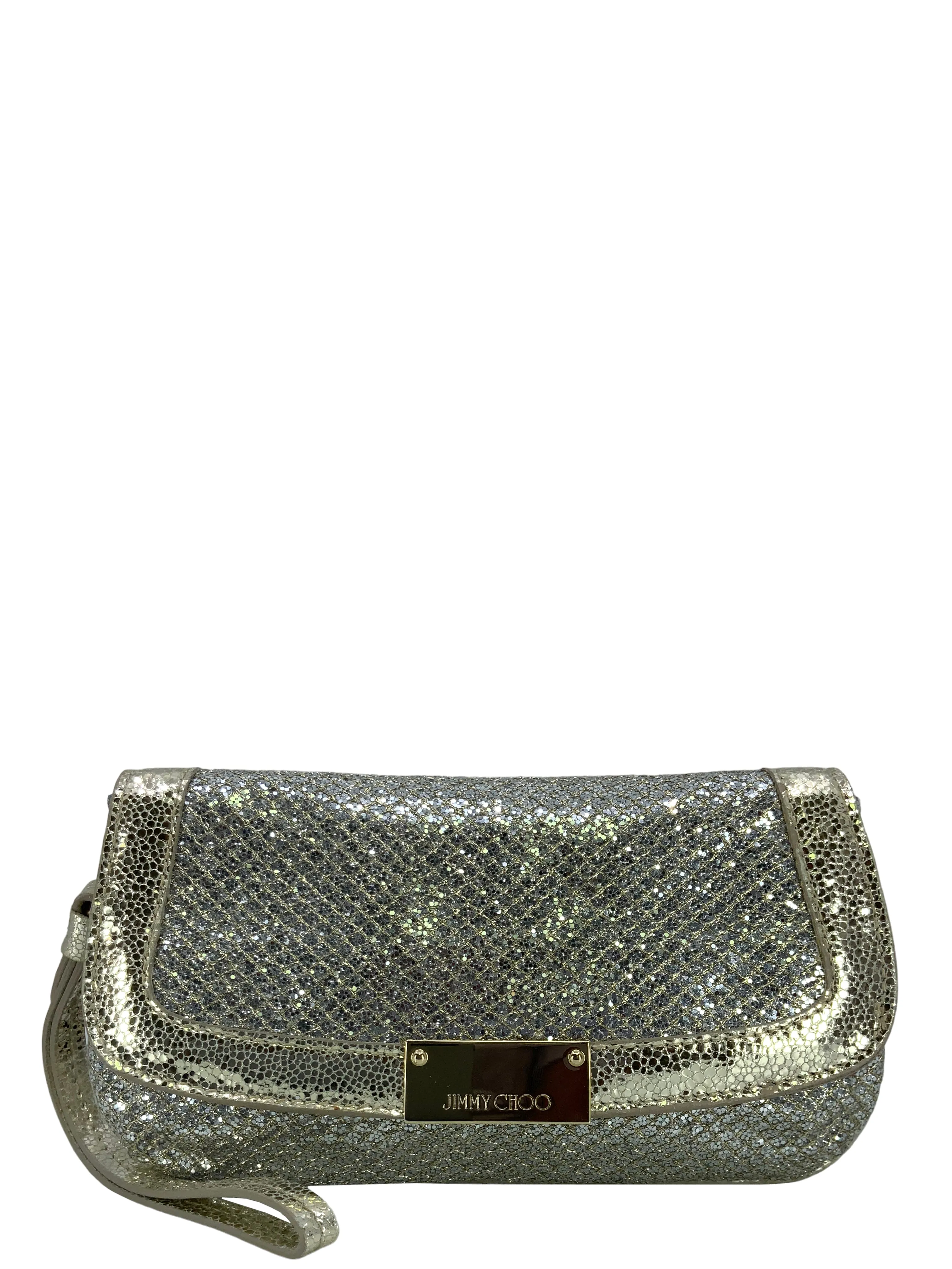 Jimmy Choo Zeta Glitter Wristlet Clutch