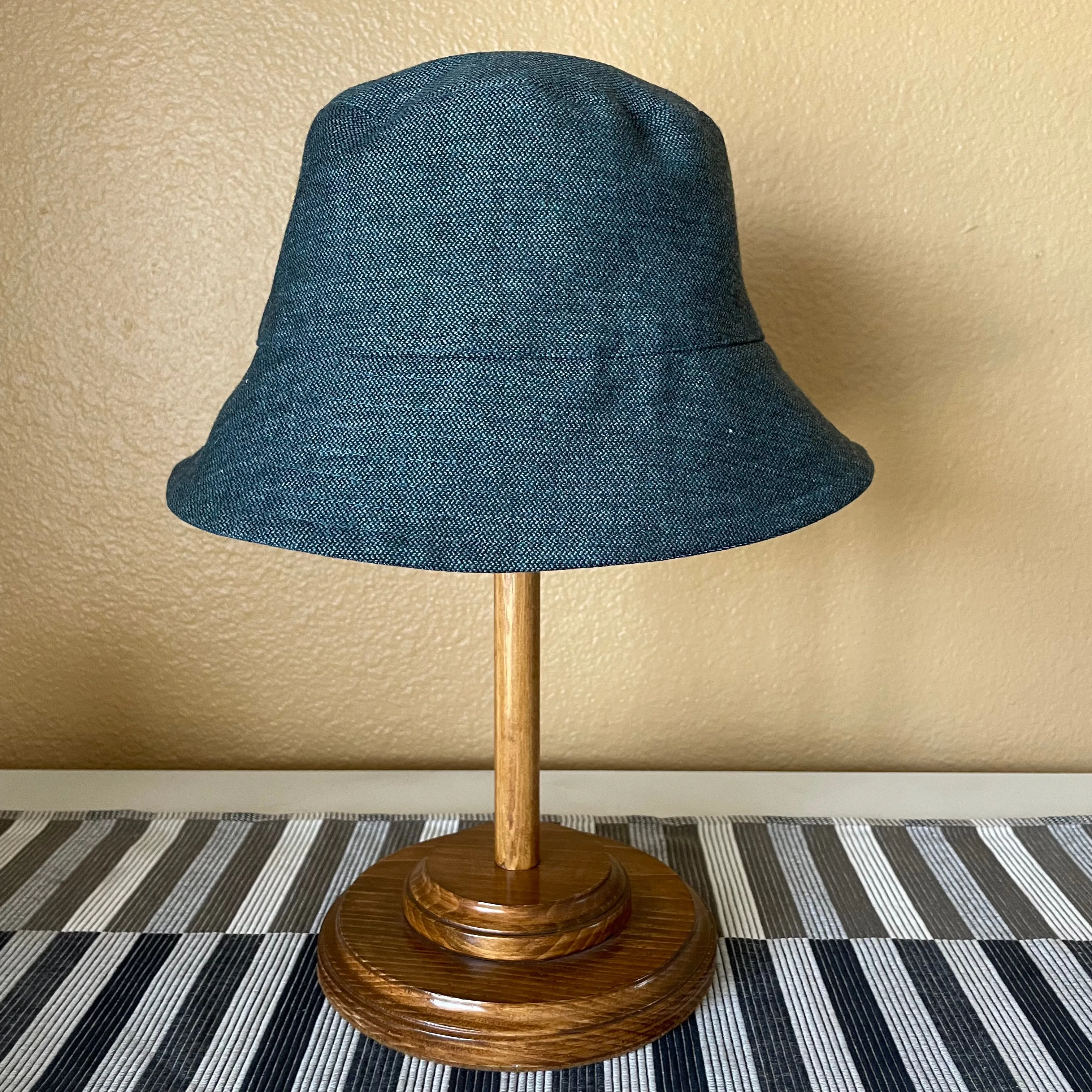 Joyride Reversible Bucket Hat in Floral Chambray and Teal Herringbone Tropical Wool Silk