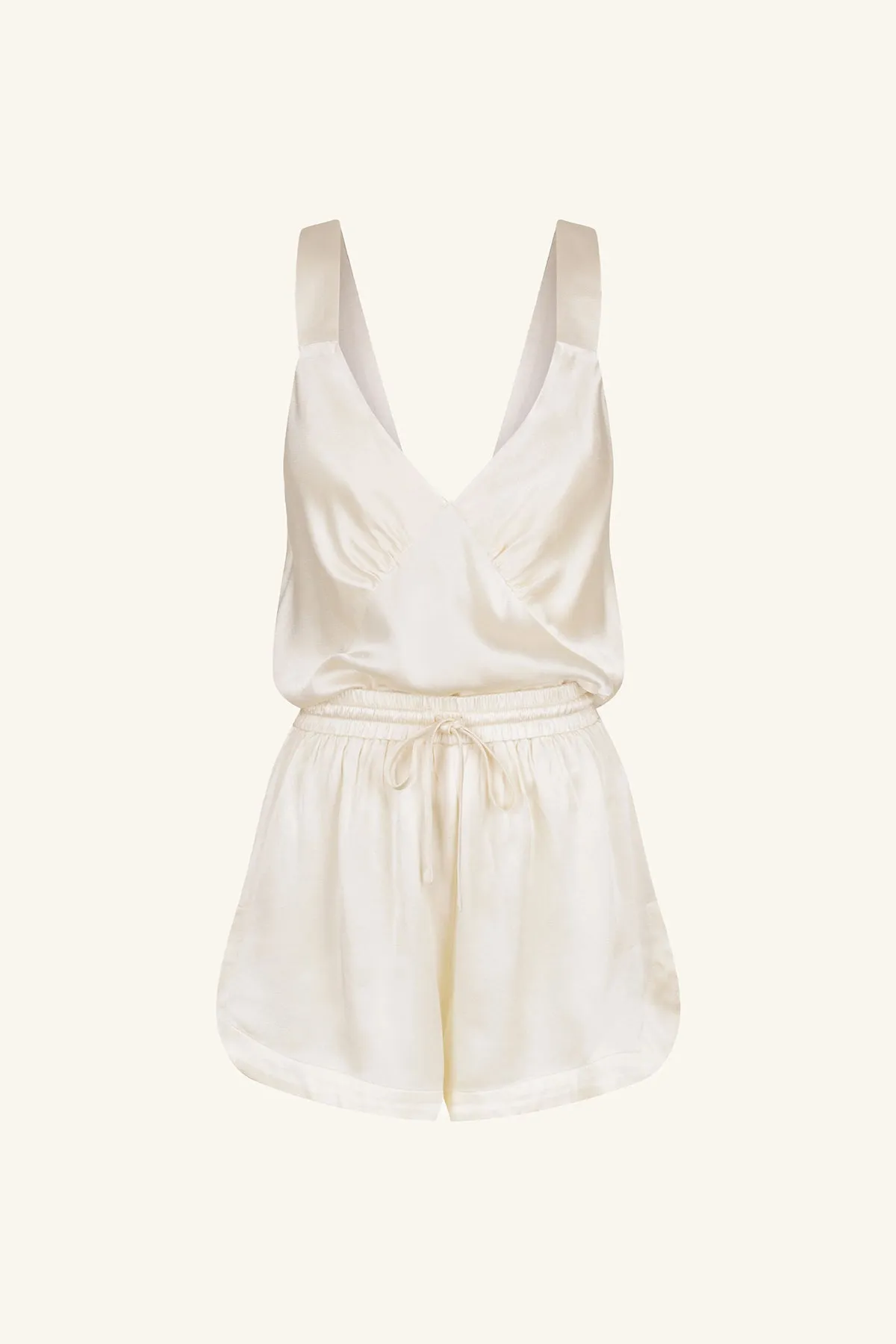 LA LUNE LOUNGE PLUNGED CAMI SET - CREAM