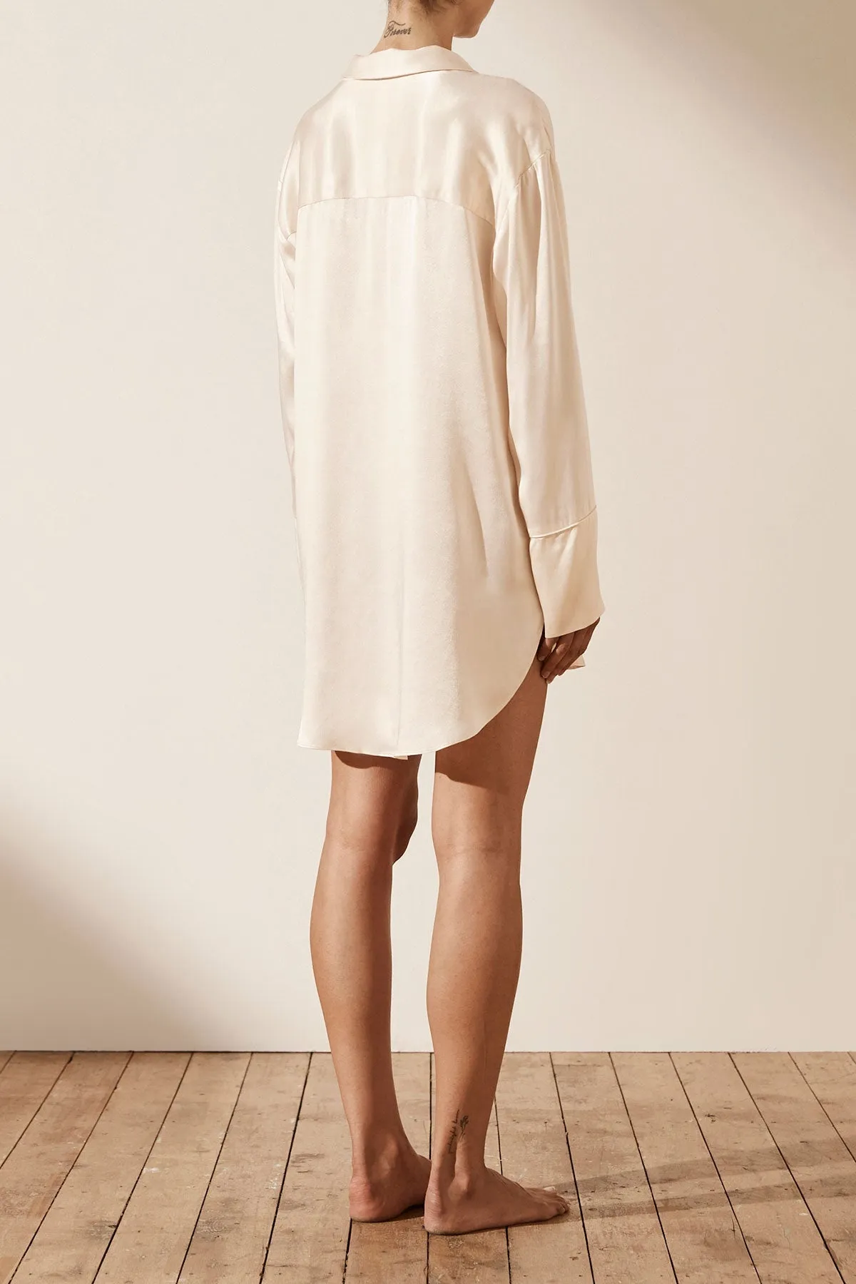 LA LUNE LOUNGE SHIRT DRESS - CREAM