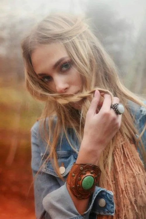 Leather Cuff Bracelet With Black Stone Boho Tooled Genuine Cowhide Layered Shield Antique Brass Studs Cowgirl Hippie Festival Jewelry Designed By Karen Kell