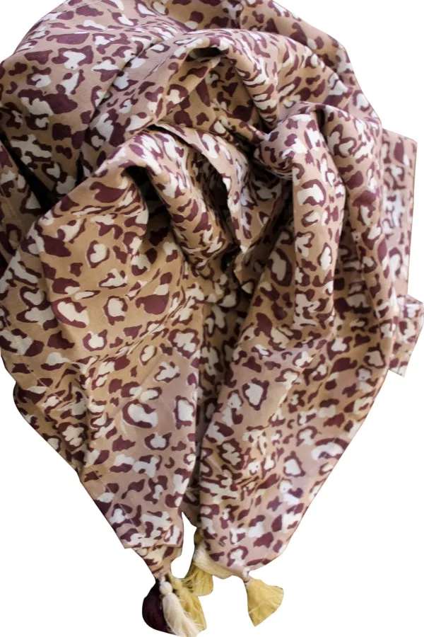 Leopard Animal Print Cotton Scarf