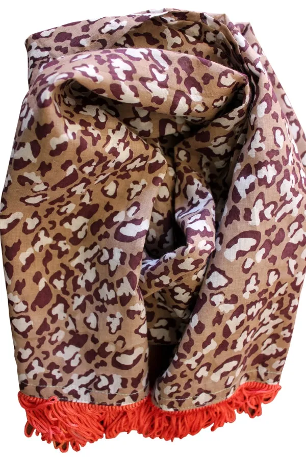 Leopard Animal Print Cotton Scarf