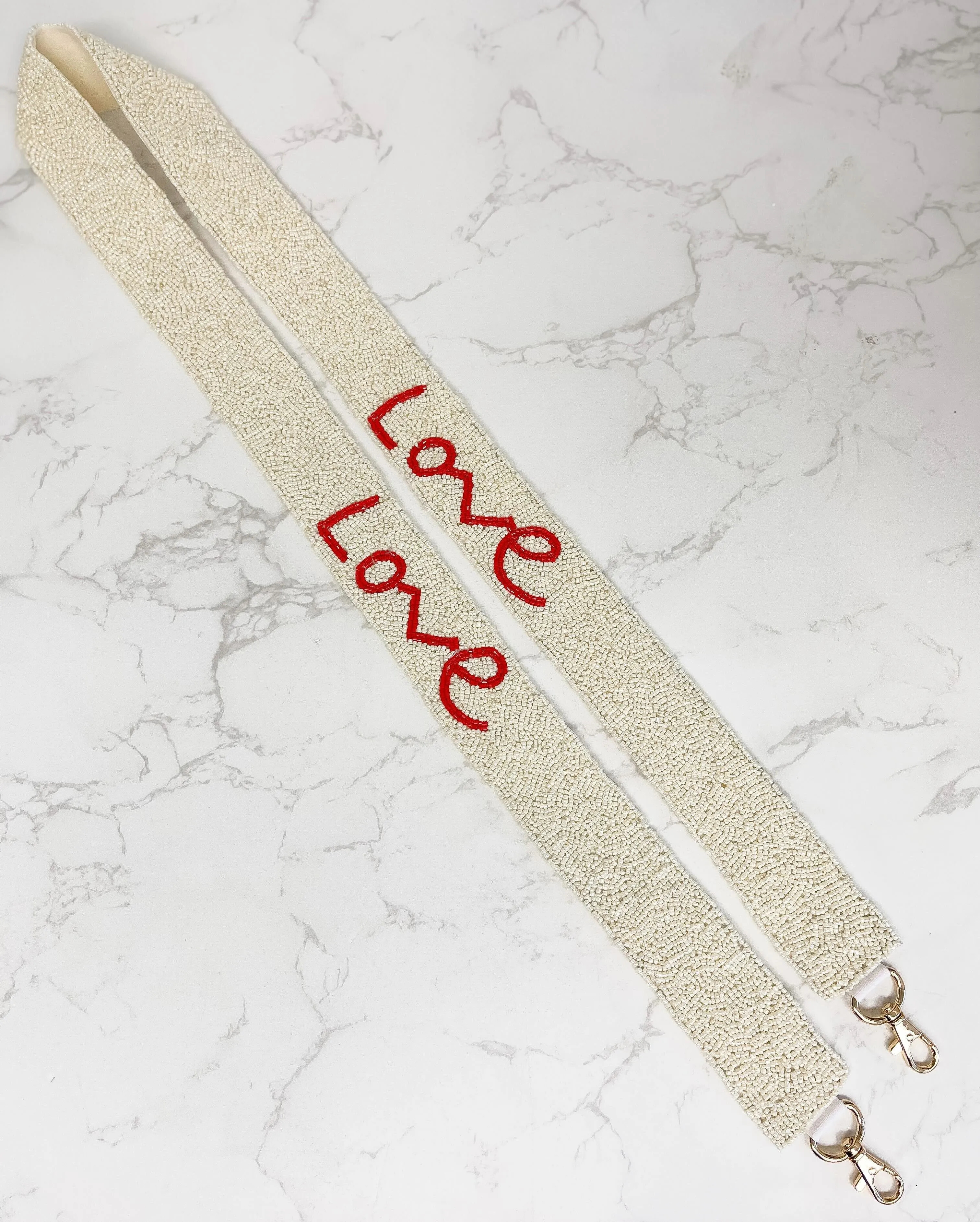 'Love' Beaded Bag Strap - Ivory