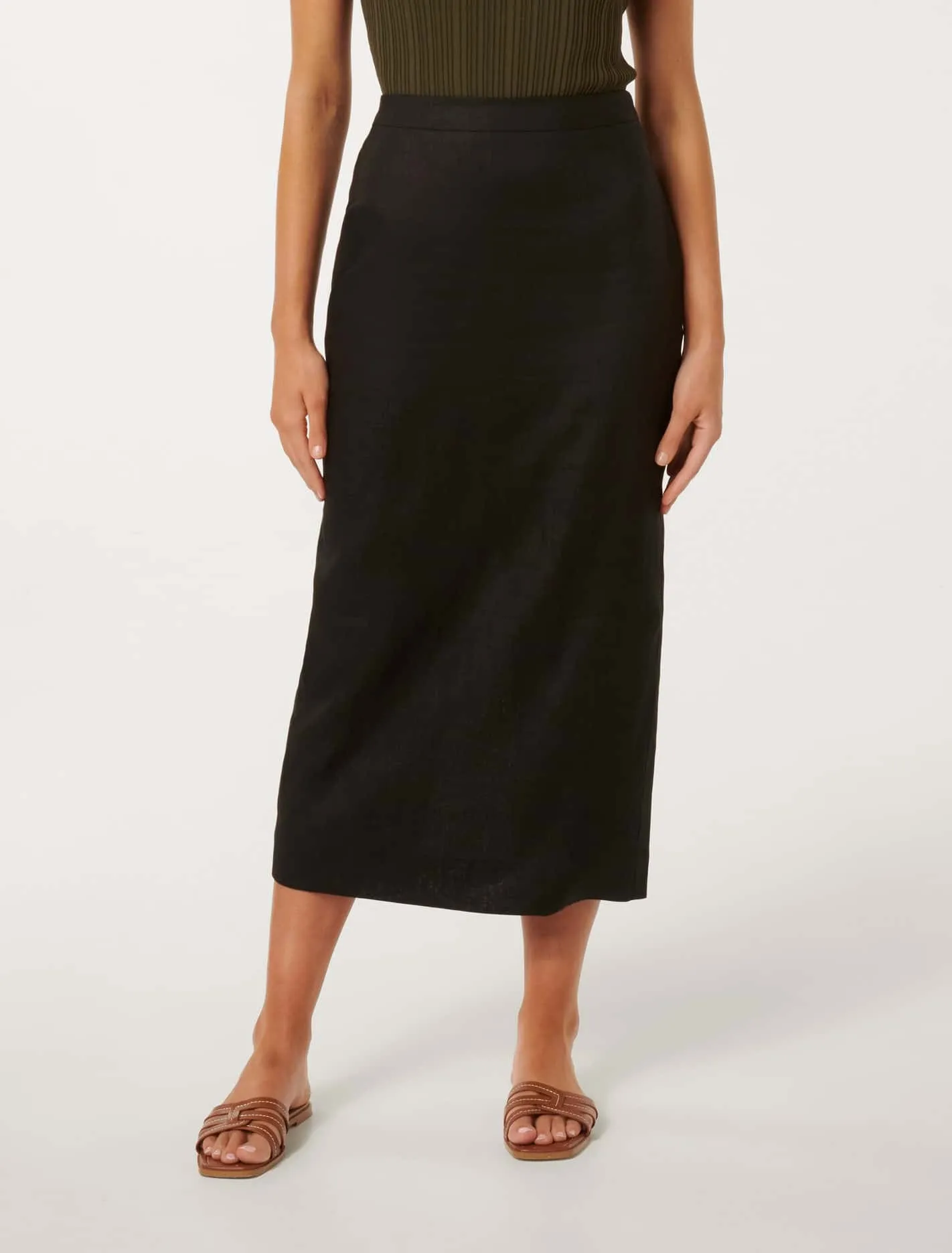 Lucy Linen Column Midi Skirt