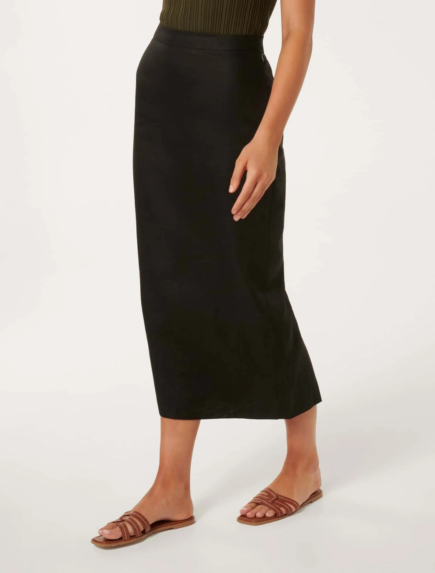 Lucy Linen Column Midi Skirt