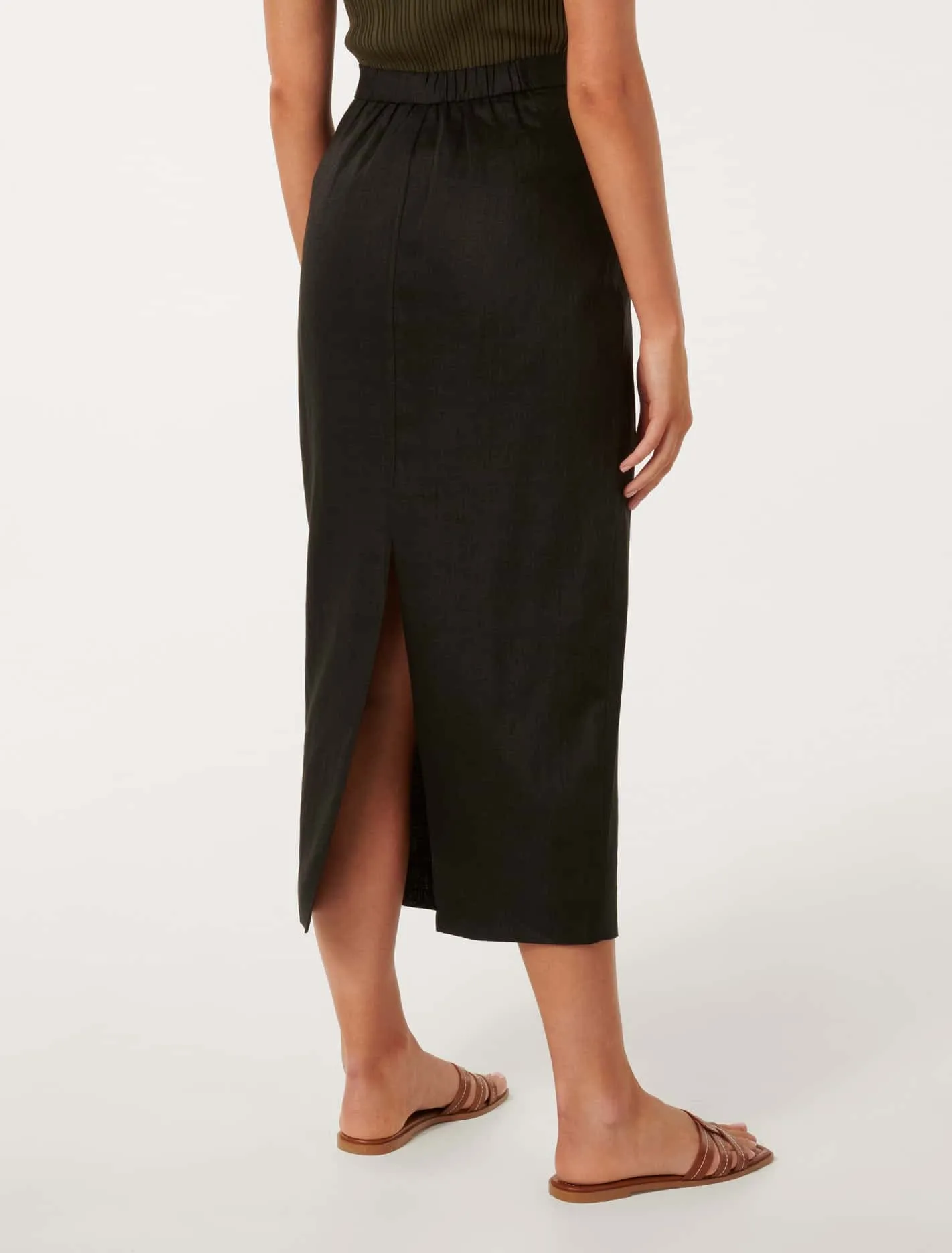 Lucy Linen Column Midi Skirt