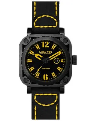 Lum-Tec G8 Mens - Titanium Carbide Plating - Yellow Accents - Leather - 200m