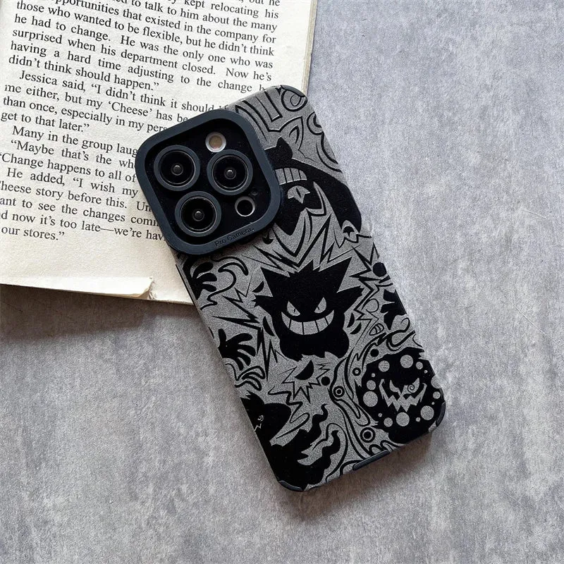 Luxury Pokemon Pikachu Matte Soft Leather Phone Case for iPhone 15 14 13 12 11 Pro Max Lens Protector Shockproof Silicone Cover