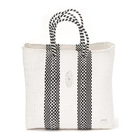 MEDIUM WHITE STRIPE TOTE BAG