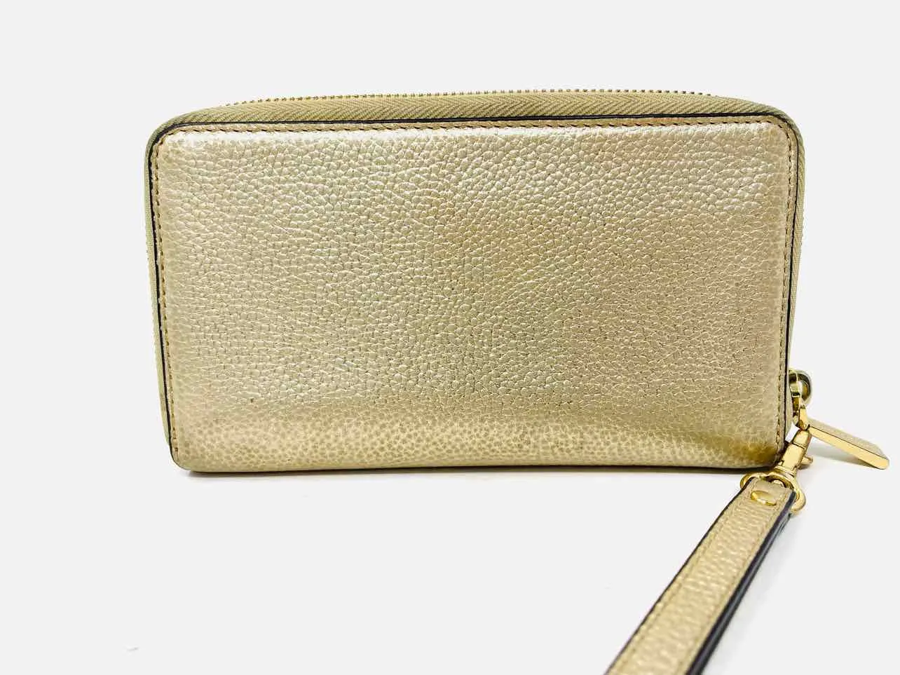 Michael Michael Kors Gold Pebbled Leather Designer Wristlet