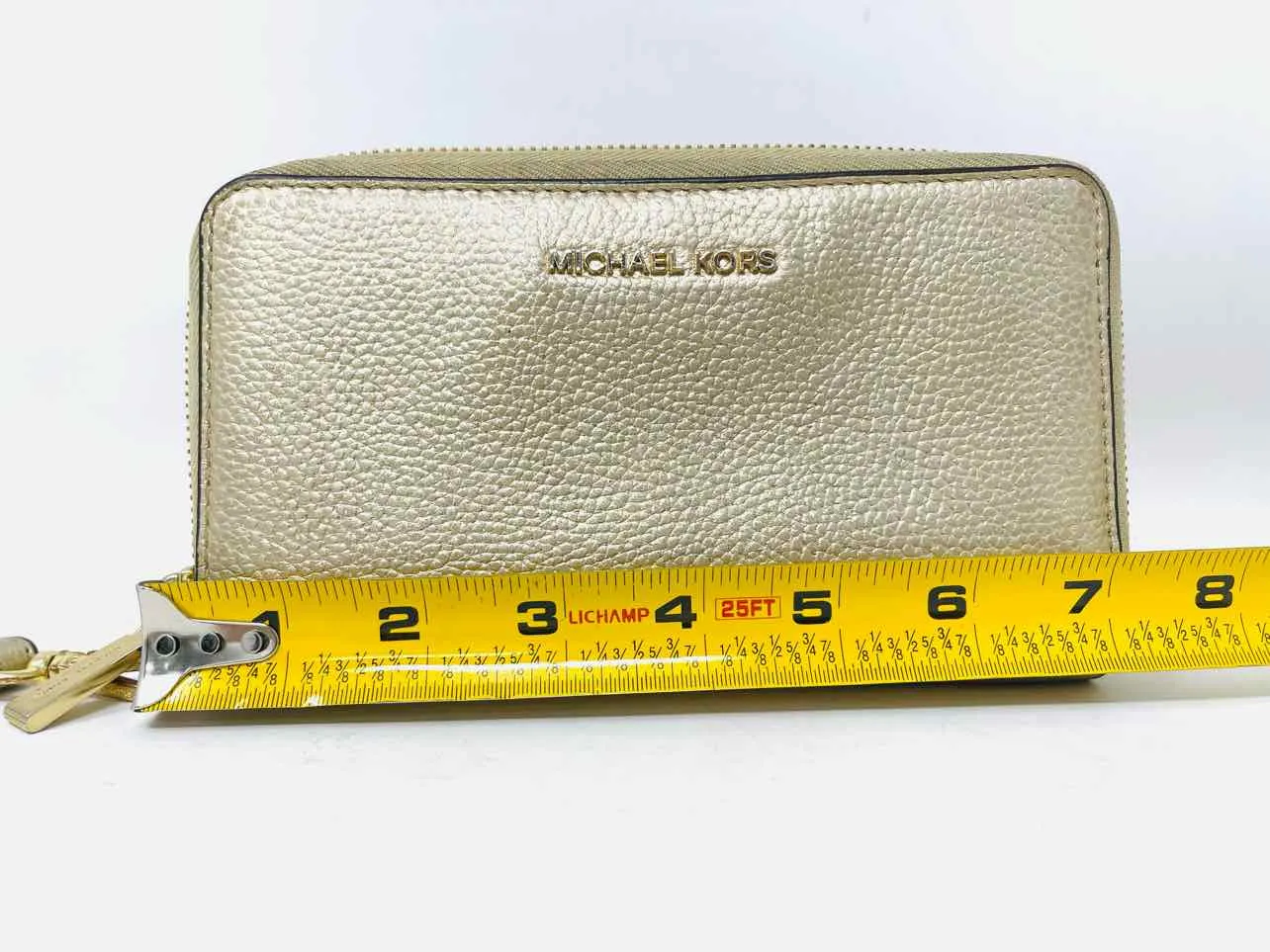 Michael Michael Kors Gold Pebbled Leather Designer Wristlet