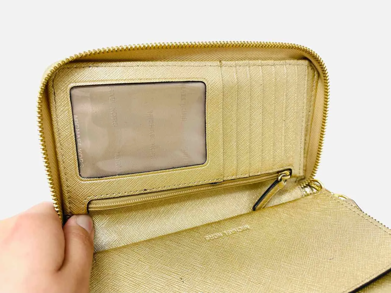 Michael Michael Kors Gold Pebbled Leather Designer Wristlet