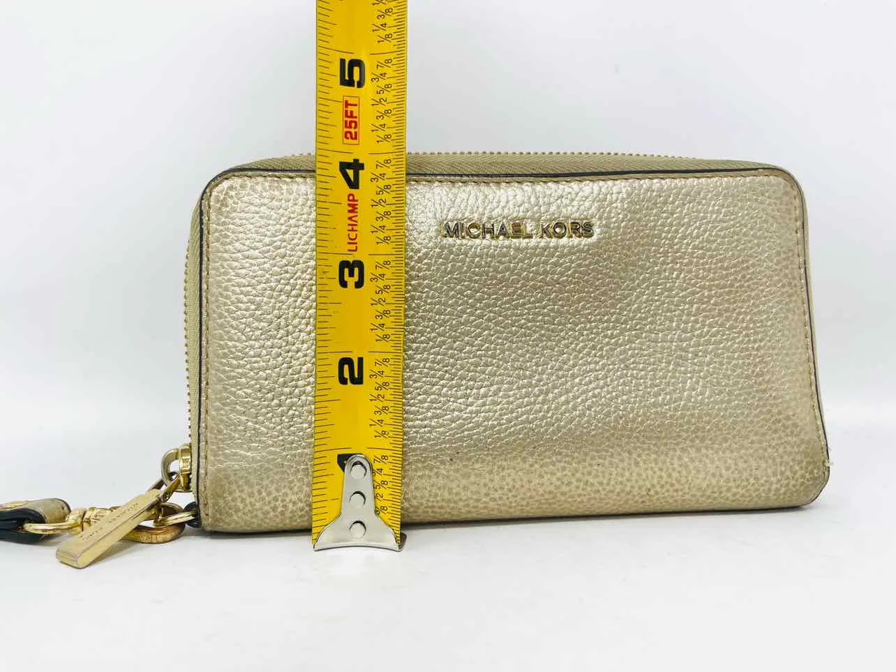 Michael Michael Kors Gold Pebbled Leather Designer Wristlet