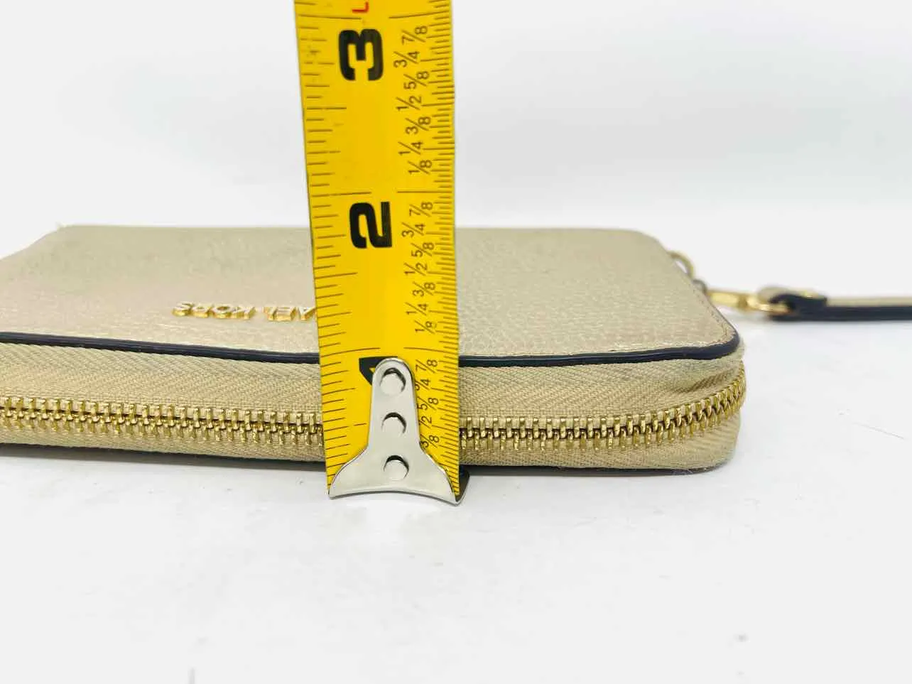 Michael Michael Kors Gold Pebbled Leather Designer Wristlet