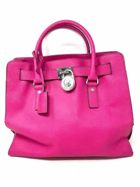 Michael Michael Kors Pink/Silver Lock Leather Designer Tote