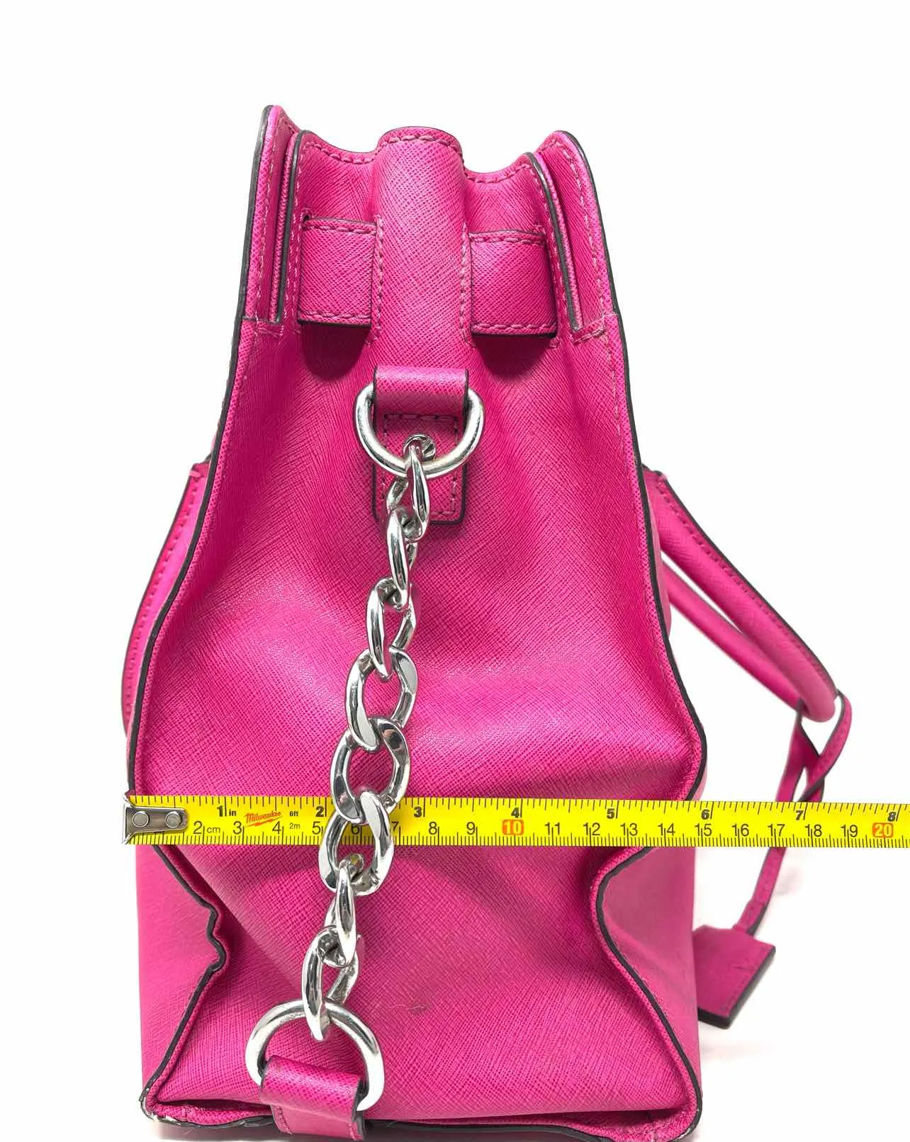 Michael Michael Kors Pink/Silver Lock Leather Designer Tote