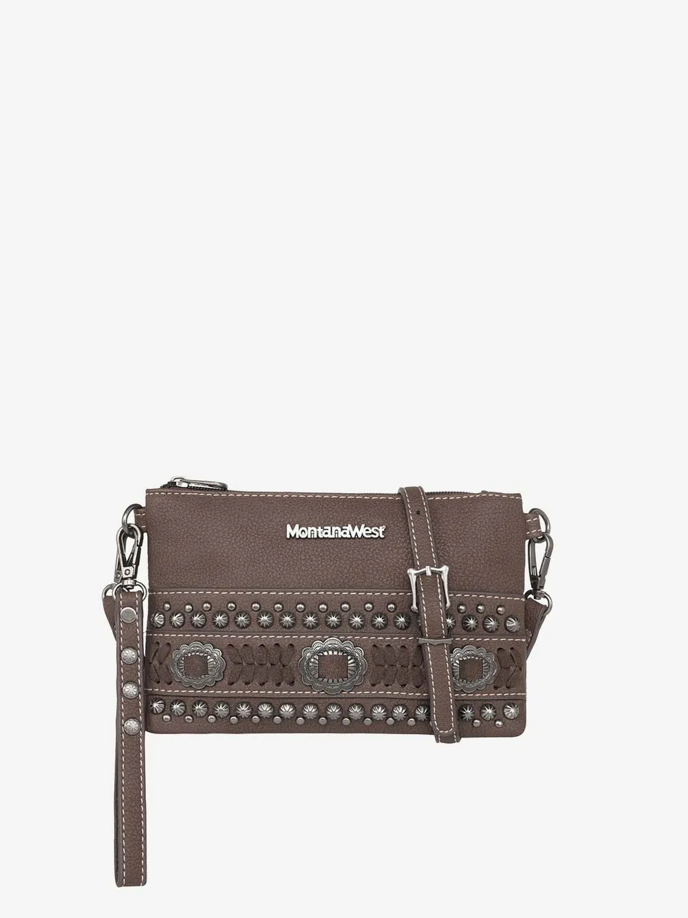 Montana West Concho Studs Crossbody Wristlet