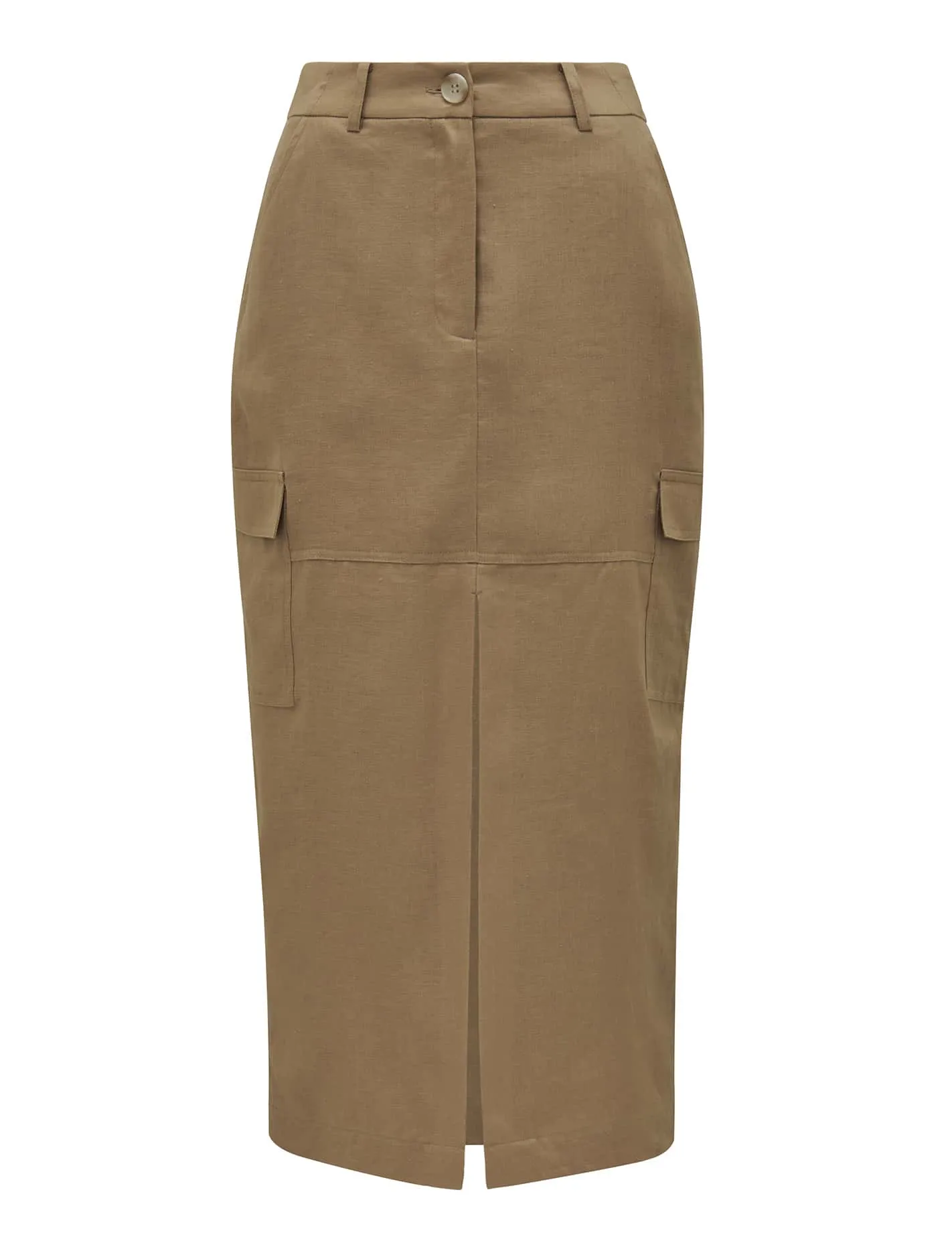 Ronnie Petite Linen Cargo Midi Skirt