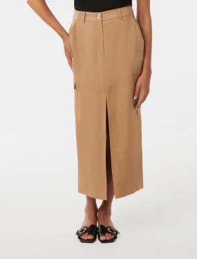 Ronnie Petite Linen Cargo Midi Skirt