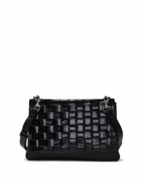 Vince Camuto Handbag CORAH LGCROSSBDY BLACK/WOVEN SCALE/NEW REMO