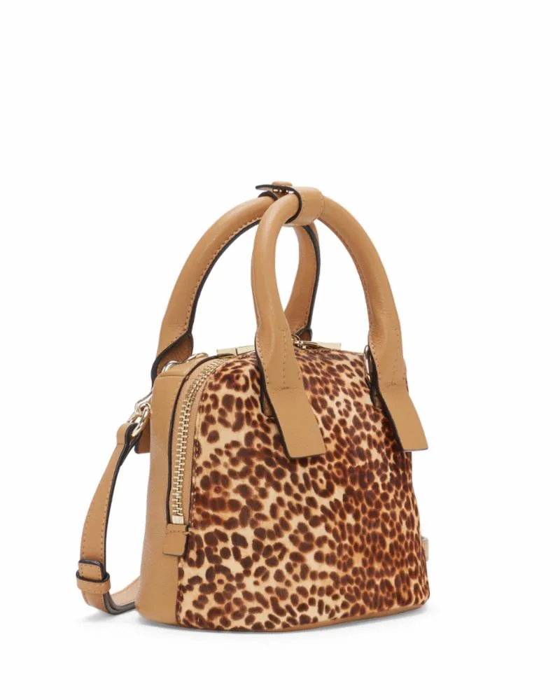 Vince Camuto Handbag KIMI SM SATCHEL NATURAL LEOP/HRCLF/MAT Y SHRKN