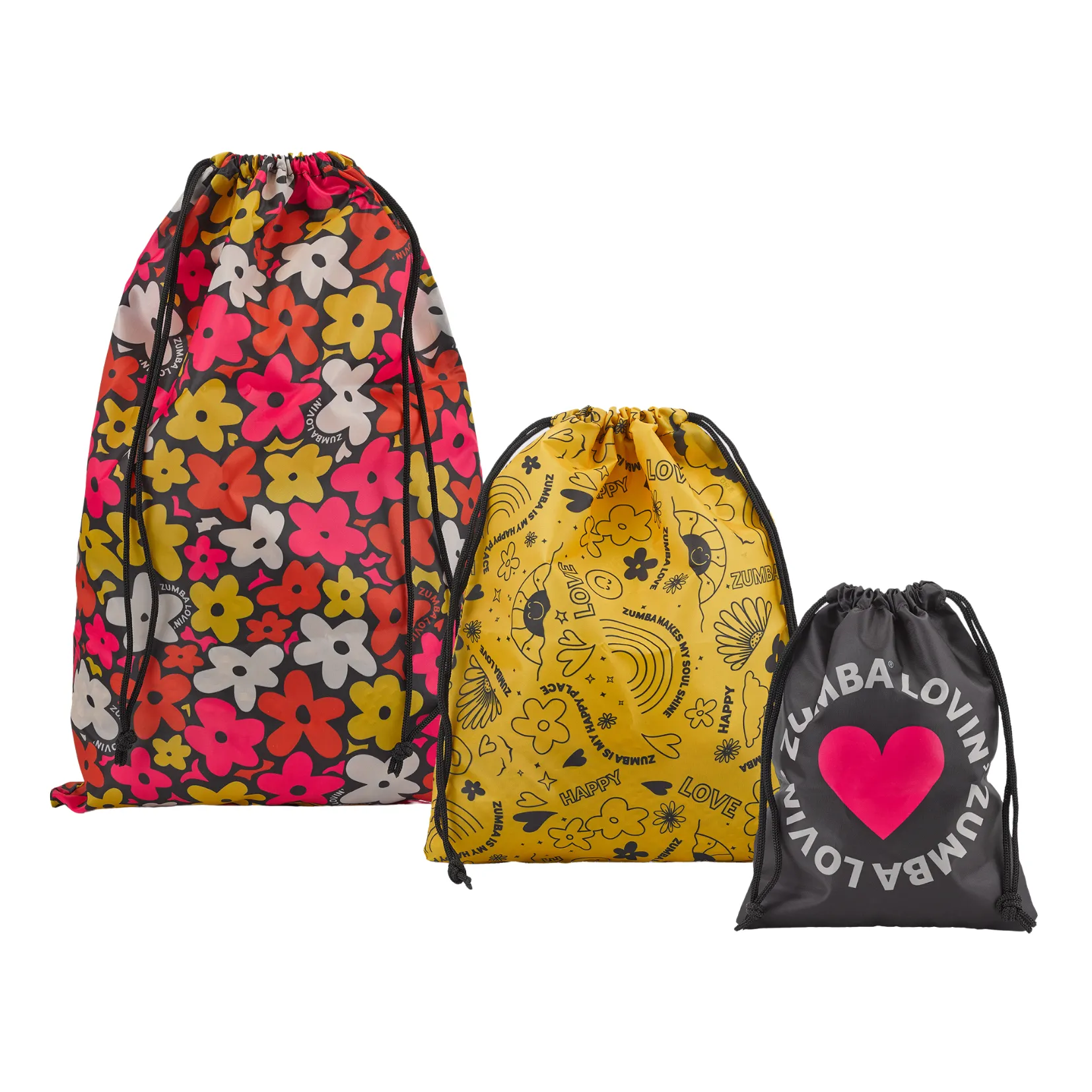 You In Bloom Zumba Drawstring Bags 3PK